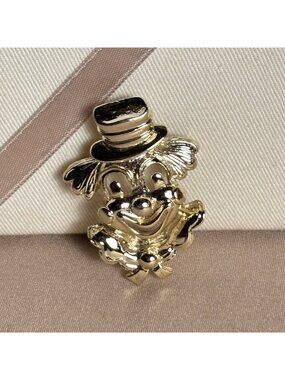 Vintage 3D Happy Clown Face Tested Silver Brooch Pin Stamped  1.5" B108